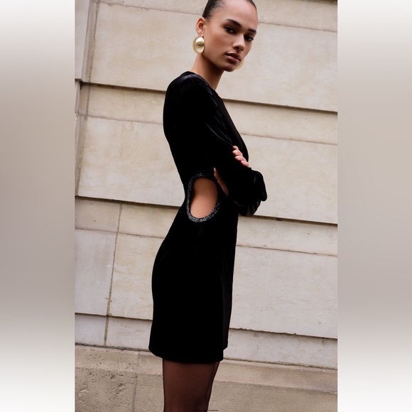 zara black velvet dress ZARA.Short velvet dress TS – Hibuy market main image 1